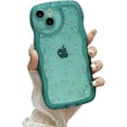 thumbnail image 1 of Designed for iPhone Case,Cute Wave Frame Glitter Sparkle Sparkly Star Clear Camera Lens Protection Shockproof Protective Cover Phone Case (iPhone 14 Pro,Blue), 1 of 6