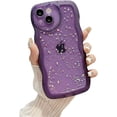 thumbnail image 1 of Designed for iPhone Case,Cute Wave Frame Glitter Sparkle Sparkly Star Clear Camera Lens Protection Shockproof Protective Cover Phone Case (iPhone 14 Pro,Purple), 1 of 6