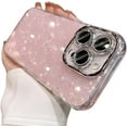 thumbnail image 1 of Designed for iPhone Case,Glitter Love Heart Pearl Shell Pattern Electroplated Frame Camera Lens Protection Shockproof Protective Cover Phone Case (Pink,iPhone 12 Pro Max), 1 of 5