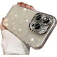 thumbnail image 1 of Designed for iPhone Case,Glitter Love Heart Pearl Shell Pattern Electroplated Frame Camera Lens Protection Shockproof Protective Cover Phone Case (White,iPhone 15 Pro Max), 1 of 6