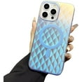 thumbnail image 1 of Designed for iPhone Case,Luxury Blu-ray Gradient Matte Wave Fether Pattern[Compatible with Magsafe] Shockproof Protective Cover Phone Case (Rhombus,iPhone 12 Pro), 1 of 6
