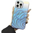 thumbnail image 1 of Designed for iPhone Case,Luxury Blu-ray Gradient Matte Wave Fether Pattern[Compatible with Magsafe] Shockproof Protective Cover Phone Case (Wave,iPhone 12 Pro Max), 1 of 5