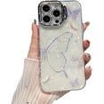 thumbnail image 1 of Designed for iPhone Case,Luxury Butterfly Pearl Pattern Electroplating Camera Lens Protection Kickstand Shockproof Protective Cover Phone Case (iPhone 14 Pro Max,White), 1 of 6