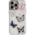 thumbnail image 1 of Designed for iPhone Case,Luxury Butterfly Shell Pattern with Glitter Camera Lens Protection Shockproof Protective Cover Phone Case (iPhone 15 Pro Max,White), 1 of 5