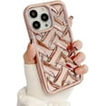 thumbnail image 1 of Designed for iPhone Case,Luxury Electroplated 3D Woven Pattern Camera Lens Protection Shockproof Protective Cover Phone Case (iPhone 12 Pro Max,Beige), 1 of 6