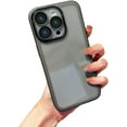 thumbnail image 1 of Designed for iPhone Case,Luxury Electroplated Camera Lens Protection Matte Frame Clear Shockproof Protective Cover Phone Case (Black,iPhone 12 Pro Max), 1 of 5