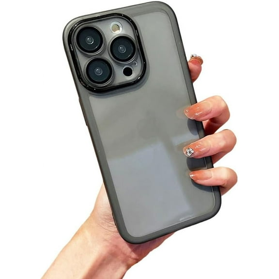 Designed for iPhone Case,Luxury Electroplated Camera Lens Protection Matte Frame Clear Shockproof Protective Cover Phone Case (Black,iPhone 12 Pro Max)