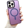 thumbnail image 1 of Designed for iPhone Case,Luxury Electroplated Crystal Matte Skin Touch[Compatible with Magsafe] Shockproof Protective Cover Phone Case (iPhone 15 Pro,Purple), 1 of 6