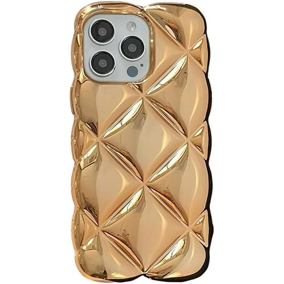 Designed for iPhone Case,Luxury Electroplated Diamond Mirror Surface Camera Lens Protection Shockproof Protective Cover Phone Case (iPhone 14 Plus,Gold)