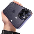 thumbnail image 1 of Designed for iPhone Case,Luxury Electroplated Frame Glitter Sparkle Sparkly Clear Camera Lens Protection Shockproof Protective Cover Phone Case (Purple,iPhone 13 Pro Max), 1 of 6