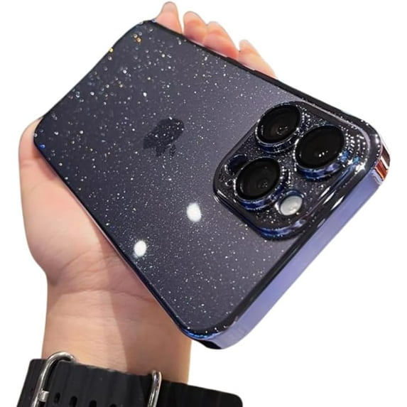 Designed for iPhone Case,Luxury Electroplated Frame Glitter Sparkle Sparkly Clear Camera Lens Protection Shockproof Protective Cover Phone Case (Purple,iPhone 11)