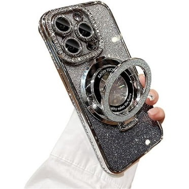 Designed for iPhone Case,Luxury Electroplated Glitter Rhinostone Sparkle Sparkly with Kickstand Camera Lens Protection Shockproof Protective Cover Phone Case (iPhone 14,Grey)