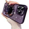 thumbnail image 1 of Designed for iPhone Case,Luxury Electroplated Glitter Sparkle Sparkly 3D Astronaut Camera Lens Protection Shockproof Protective Cover Phone Case (iPhone 14 Plus,Purple), 1 of 6
