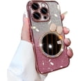 thumbnail image 1 of Designed for iPhone Case,Luxury Electroplated Gradient Glitter with Make Up Mirror Clear Camera Lens Protection Shockproof Protective Cover Phone Case (Pink,iPhone 15 Plus), 1 of 6