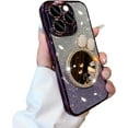 thumbnail image 1 of Designed for iPhone Case,Luxury Electroplated Gradient Glitter with Make Up Mirror Clear Camera Lens Protection Shockproof Protective Cover Phone Case (Purple,iPhone 12), 1 of 5