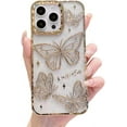 thumbnail image 1 of Designed for iPhone Case,Luxury Electroplated Liquid Floating Clear Quicksand Butterfly Clear Camera Lens Protection Shockproof Protective Cover Phone Case (iPhone 13 Pro Max,Gold), 1 of 5