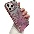 thumbnail image 1 of Designed for iPhone Case,Luxury Electroplated Liquid Floating Gradient Glitter Quicksand Butterfly Clear Camera Lens Protection Shockproof Protective Cover Phone Case (iPhone 15,Pink), 1 of 5