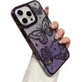 thumbnail image 1 of Designed for iPhone Case,Luxury Electroplated Liquid Floating Gradient Glitter Quicksand Butterfly Clear Camera Lens Protection Shockproof Protective Cover Phone Case (iPhone 15,Purple), 1 of 5