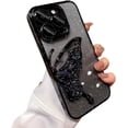 thumbnail image 1 of Designed for iPhone Case,Luxury Electroplated Liquid Floating Gradient Glitter Quicksand Butterfly Clear Shockproof Protective Cover Phone Case (Black,iPhone 13 Pro), 1 of 6
