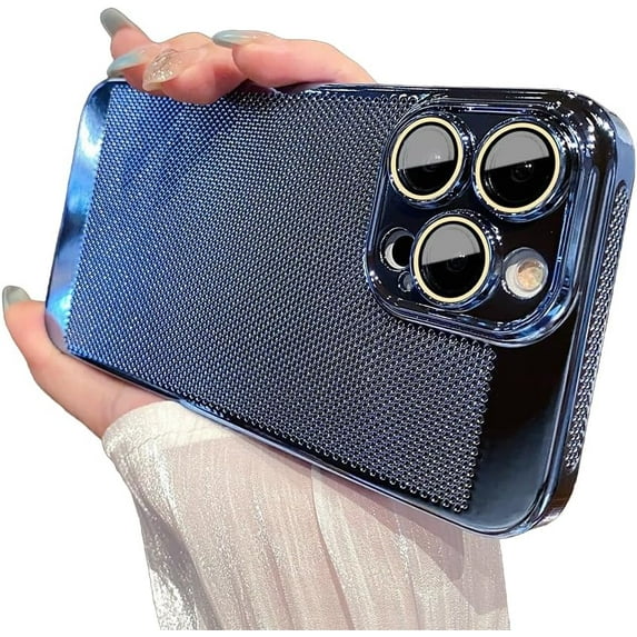 Designed for iPhone Case,Luxury Electroplated Ultra Thin Heat Dissipation with Camera Lens Protection Shockproof Protective Cover Phone Case (iPhone 14 Pro Max,Blue)