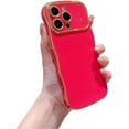 thumbnail image 1 of Designed for iPhone Case,Luxury Electroplated Water Wave Frame Large View Camera Lens Protection Shockproof Protective Cover Phone Case (iPhone 14,Red), 1 of 5