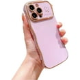 thumbnail image 1 of Designed for iPhone Case,Luxury Electroplated Water Wave Frame Large View Camera Lens Protection Shockproof Protective Cover Phone Case (iPhone 15 Pro Max,Pink), 1 of 6