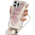 thumbnail image 1 of Designed for iPhone Case,Luxury Glitter Bling Butterfly Pattern Tempered Glass Back Camera Lens Protection Shockproof Cover Phone Case (iPhone 14 Pro Max,White), 1 of 6