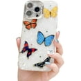 thumbnail image 1 of Designed for iPhone Case,Luxury Glitter Butterfly Pearl Pattern Kickstand Camera Lens Protection Full Body Shockproof Cover Phone Case (iPhone 14 Pro Max,Colour), 1 of 5