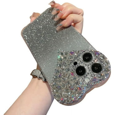 Designed for iPhone Case,Luxury Glitter Spark Sparkly Large View Love Heart Camera Lens Protect Shockproof Protective Cover Phone Case (iPhone 14 Pro,Grey)