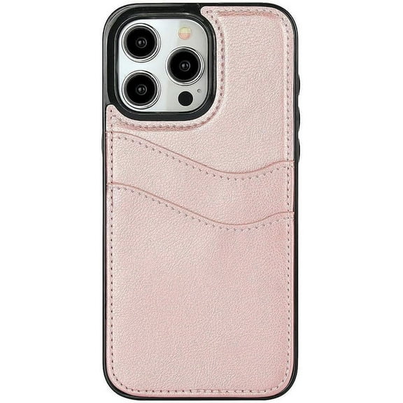 Designed for iPhone Case,Luxury Leather with Multiple Card Holder Camera Lens Protection Shockproof Protective Cover Phone Case (iPhone 14 Pro Max,Pink)