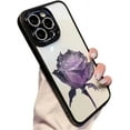 thumbnail image 1 of Designed for iPhone Case,Luxury Matte Frame Rose Pattern Glitter Sparkle Camera Lens Protection Shockproof Protective Cover Phone Case (Black,iPhone 15), 1 of 4