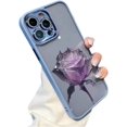 thumbnail image 1 of Designed for iPhone Case,Luxury Matte Frame Rose Pattern Glitter Sparkle Camera Lens Protection Shockproof Protective Cover Phone Case (Blue,iPhone 13 Pro Max), 1 of 4