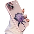 thumbnail image 1 of Designed for iPhone Case,Luxury Matte Frame Rose Pattern Glitter Sparkle Camera Lens Protection Shockproof Protective Cover Phone Case (Pink,iPhone 14 Pro), 1 of 4