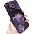 thumbnail image 1 of Designed for iPhone Case,Luxury Matte Frame Rose Pattern Glitter Sparkle Camera Lens Protection Shockproof Protective Cover Phone Case (Purple,iPhone 11), 1 of 4