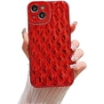 thumbnail image 1 of Designed for iPhone Case,Luxury Rhombus Glitter Sparkle Sparkly Bling Camera Lens Protection Shockproof Protective Cover Phone Case (iPhone 14 Pro Max,Red), 1 of 6