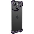 thumbnail image 1 of Designed for iPhone Case,Metal Corner Anti-Fall Borderless Slim No Back Bumper with Camera Lens Protection Shockproof Protective Cover Phone Case (iPhone 13,Purple), 1 of 7