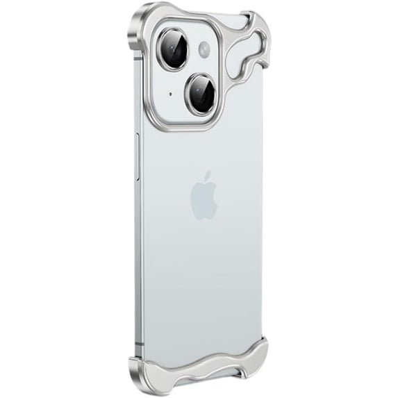 Designed for iPhone Case,Metal Corner Anti-Fall Borderless Slim No Back Bumper with Camera Lens Protection Shockproof Protective Cover Phone Case (iPhone 15 Pro Max,Grey)