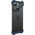 thumbnail image 1 of Designed for iPhone Case,Metal Corner Anti-Fall Borderless Slim No Back Bumper with Camera Lens Protection Shockproof Protective Cover Phone Case (iPhone 15 Pro Max,Blue), 1 of 6