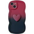 thumbnail image 1 of Designed for iPhone Case,Mixed Color Water Wave Frame with 3D Love Heart Camera Lens Protection Shockproof Protective Cover Phone Case (iPhone 14,Red), 1 of 7