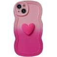 thumbnail image 1 of Designed for iPhone Case,Mixed Color Water Wave Frame with 3D Love Heart Camera Lens Protection Shockproof Protective Cover Phone Case (iPhone 15,Pink), 1 of 6