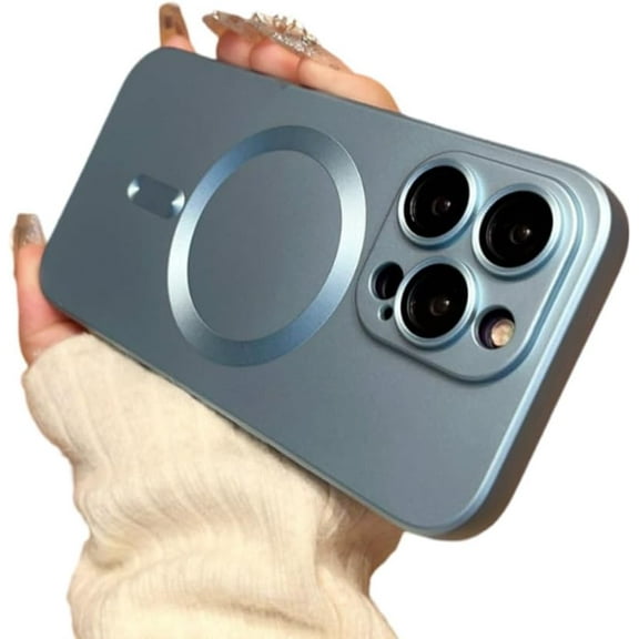 Designed for iPhone Case,Slim Thin Metallic Paint Matte Skin Touch[Compatible with Magsafe] Camera Lens Protection Shockproof Protective Cover Phone Case (iPhone 13 Pro,Blue)
