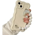 thumbnail image 1 of Designed for iPhone Case,Water Wave Frame with Pearl Butterfly Hand Bracelet Camera Lens Protection Shockproof Protective Cover Phone Case (iPhone 12 Pro,White), 1 of 5