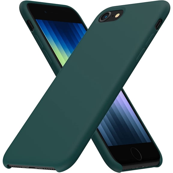 Designed for iPhone SE 2020 Case, iPhone SE 2022/iPhone 7/8 Case, Liquid Silicone Case with Open Bottom, Soft Gel Rubber Case Cover for iPhone SE 3rd Gen/2nd Gen 4.7 inch - Clover Green