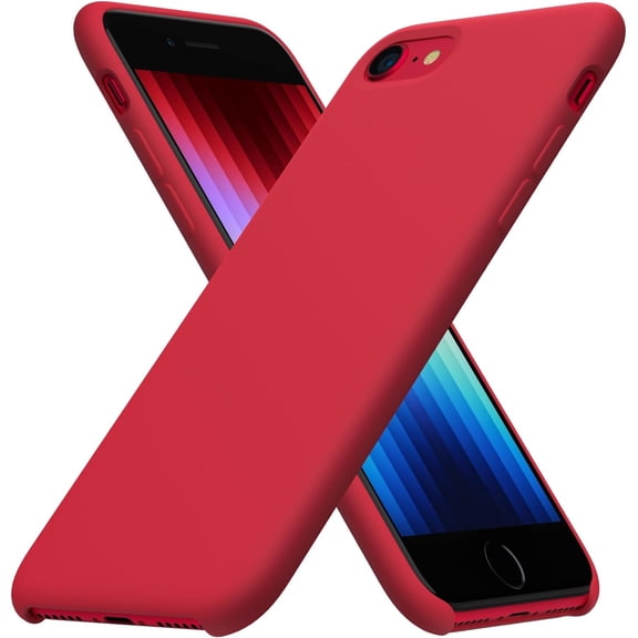 Designed for iPhone SE Case 3rd/2nd Gen/2022/2020, for iPhone 7/8 Case, Liquid Silicone Case with Open Bottom, Soft Gel Rubber Case Cover for iPhone SE 4.7 inch - Red