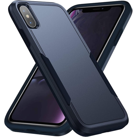 Entronix Heavy Duty Case Compatible with iPhone X / iPhone XS, Hybrid Hard Cover, Navy Blue