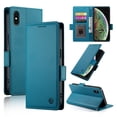 thumbnail image 1 of Designed for iPhone X/XS Wallet Case, with Card Slots Strong Magnetic Closure PU Leather Flip Fold Shockproof Kickstand Durable Purse Flip Case for iPhone X/XS - Blue, 1 of 7