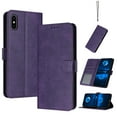 thumbnail image 1 of Designed for iPhone XR Case Wallet, Men Women Flip Folio Cover with PU Leather Stand Credit Card Holders Slots Wrist Strap Soft TPU Inner Phone Case for iPhone XR, Purple, 1 of 8