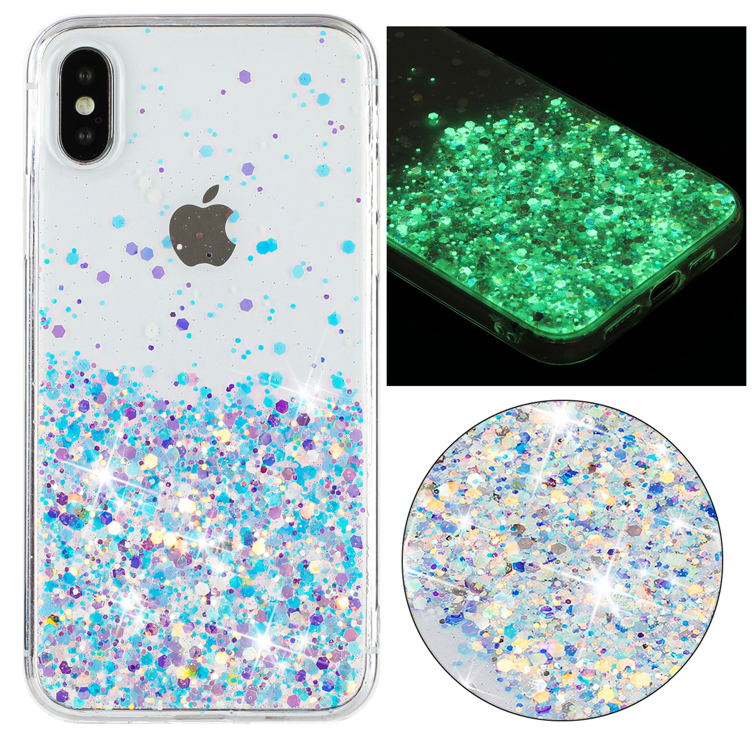 Custodia PURO Per IPhone XS Max Serie Shine - Cover Rigida Rosa Con Effetto Glitter E Strass - 3