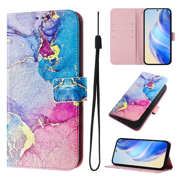 Designed for iPhone XS/X Premium PU Leather Pattern Flip Wallet Case Cover, Card Slots & Kickstand Wrist Strap Magnetic Closure Protective Phone Case for iPhone XS/X, Dazzle Marble