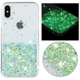 thumbnail image 1 of Designed for iPhone XS / iPhone X Bling Glitter Case Glow in The Dark Funny Shiny Sparkle Noctilucent Fluorescent for Women Girls Protective Case for iPhone XS / iPhone X, Green, 1 of 6